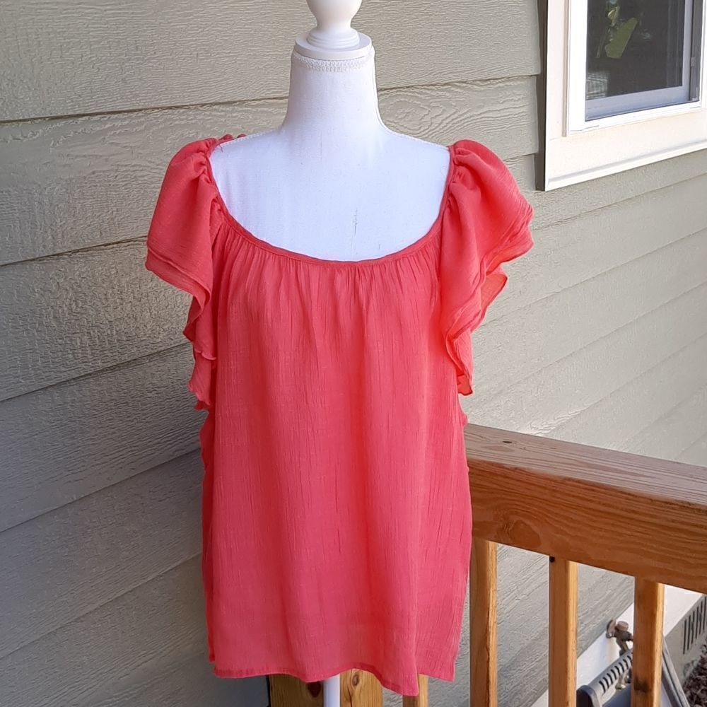 Carrie Allen Womens M Pink Flowy Sleeve Top